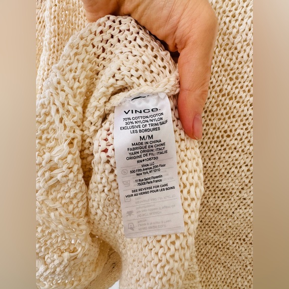 NWT Vince Open-Stitch Cable-Knit Cardigan Sz M Off White $465 - Picture 7 of 7